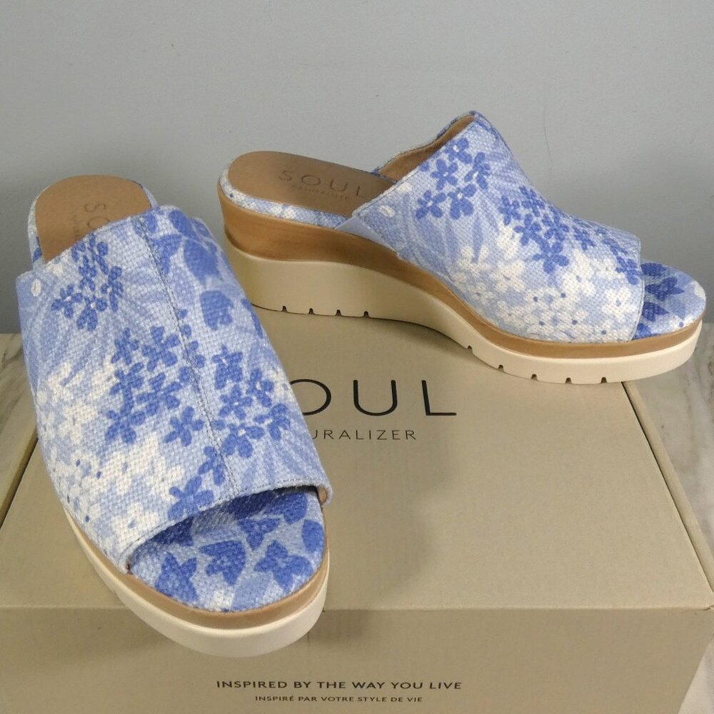 NiB CUTE! Naturalizer SOUL Women's Goodtimes Slide Sandal Bluebell Floral 10 W